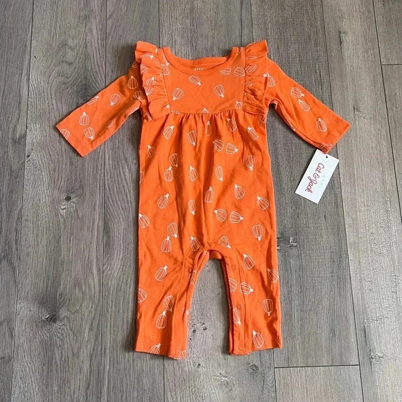 Cat & Jack Other - Orange Fall Pumpkin Print Romper Onesie NWT